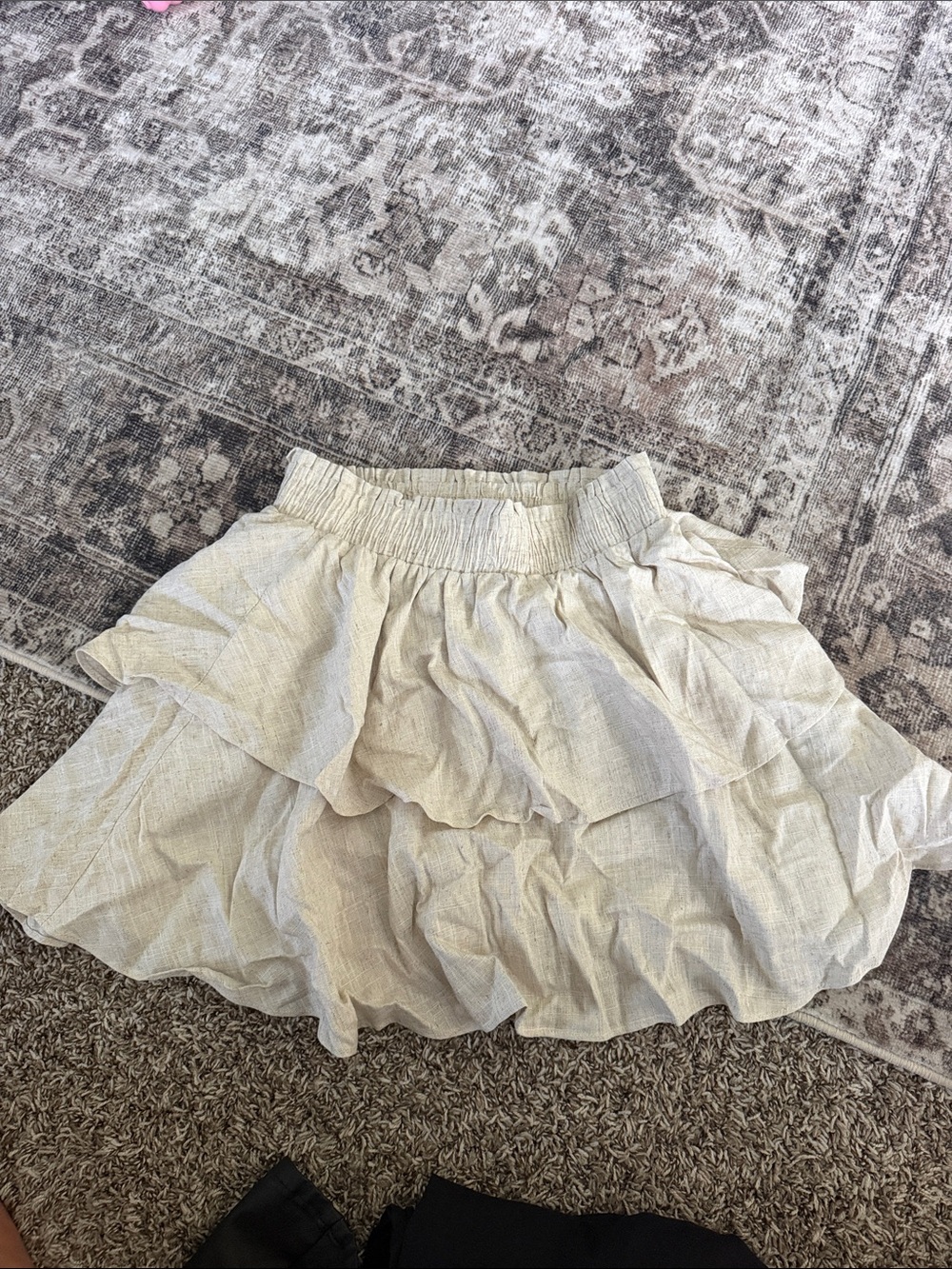 Princess Polly Cream Tiered Ruffle Skater Skirt